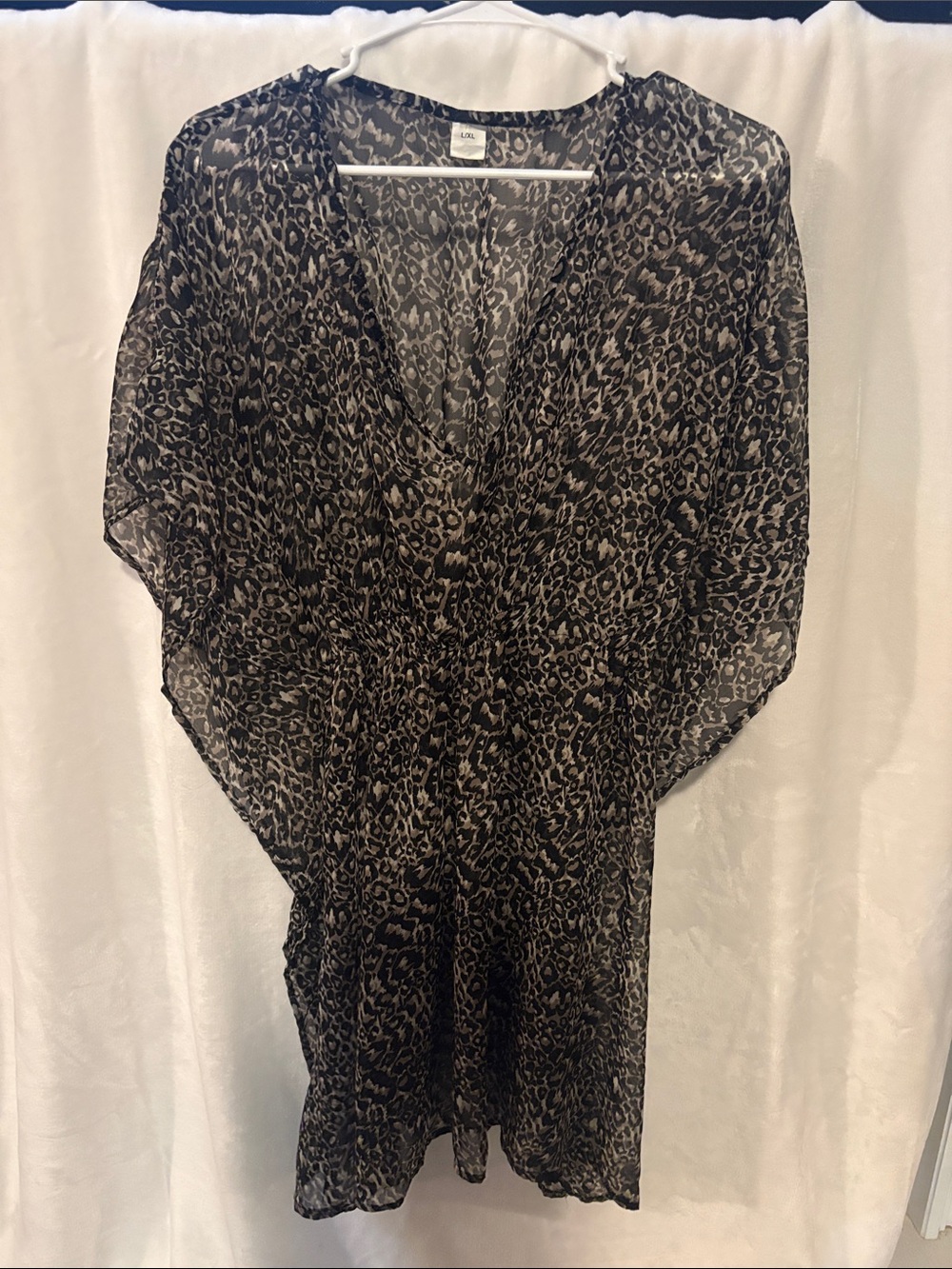 Sheer Leopard Print Cover-Up Tunic - Black and Brown